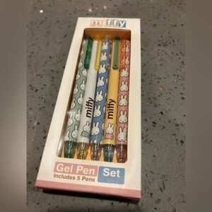 Miffy 5 Pc Gel Pen Set Illustrations By Dick Bruna Bunny Rabbit NEW